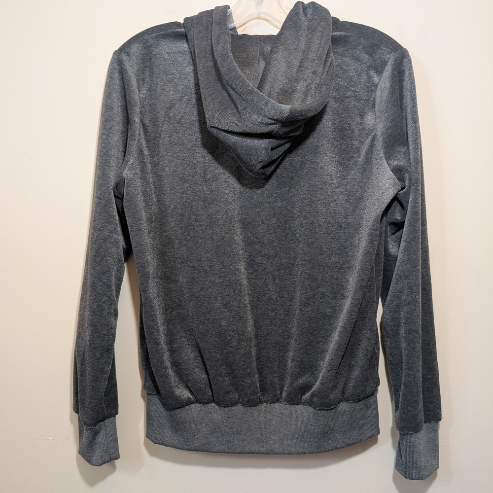 LeeHanton Velour Zip-Up Hoodie in Dark Grey Size Sm NWT - Picture 4 of 8